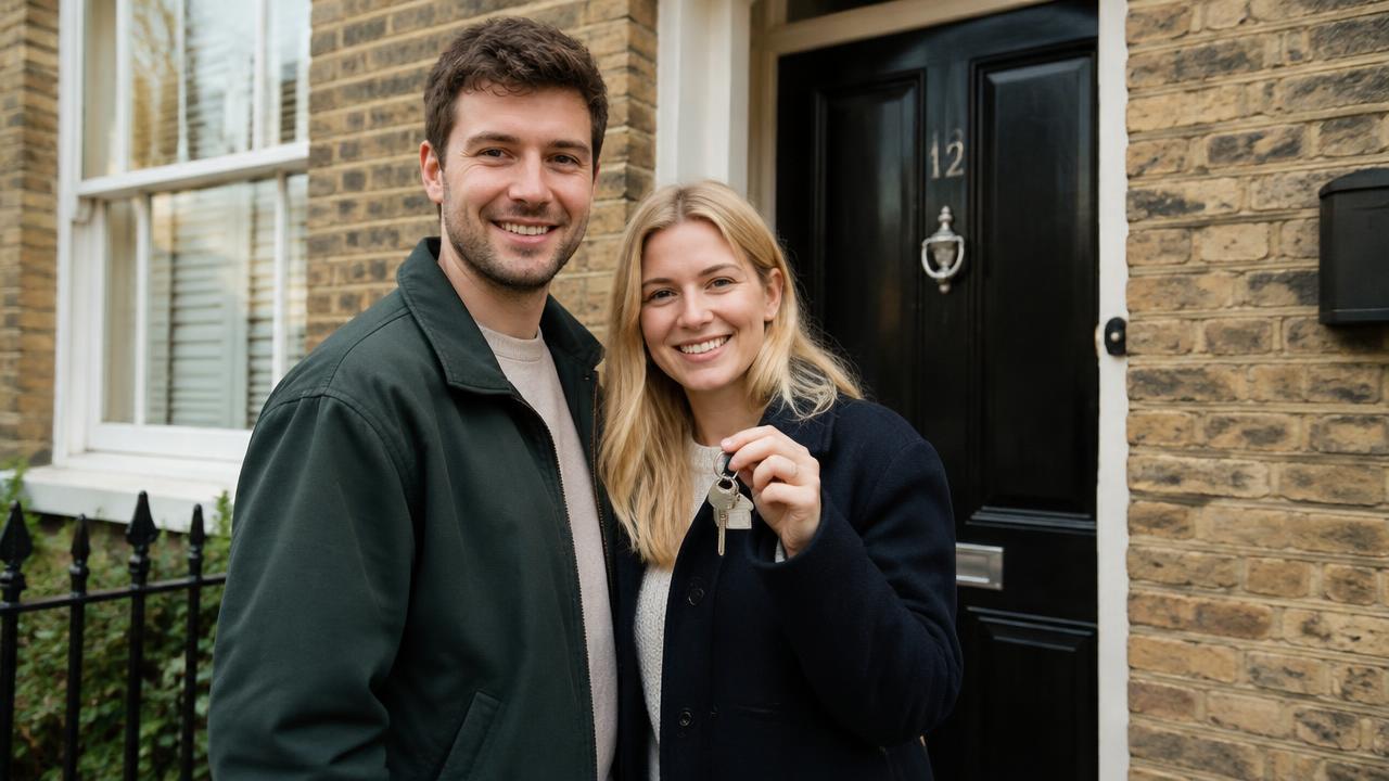 Tenants holding keys outside their rented UK home